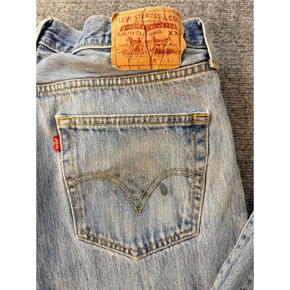 Levi's‎ 501 Vintage Mens Jeans 36x30 Button Fly Red Tab Distressed Straight Leg